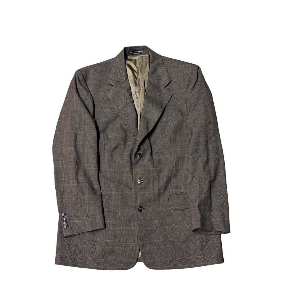 Gianfranco Ruffini Italy Mens Brown Plaid 3 Button Blazer Sport‎ Coat Jacket 46R